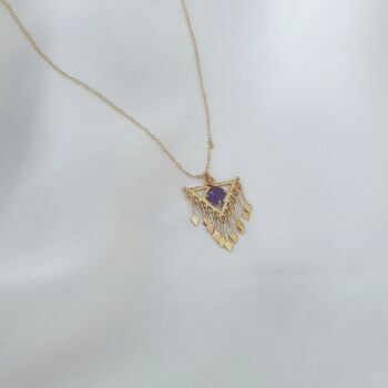 Nova Pendant Gold Plated Necklace | Amethyst Gemstone, 3 of 5