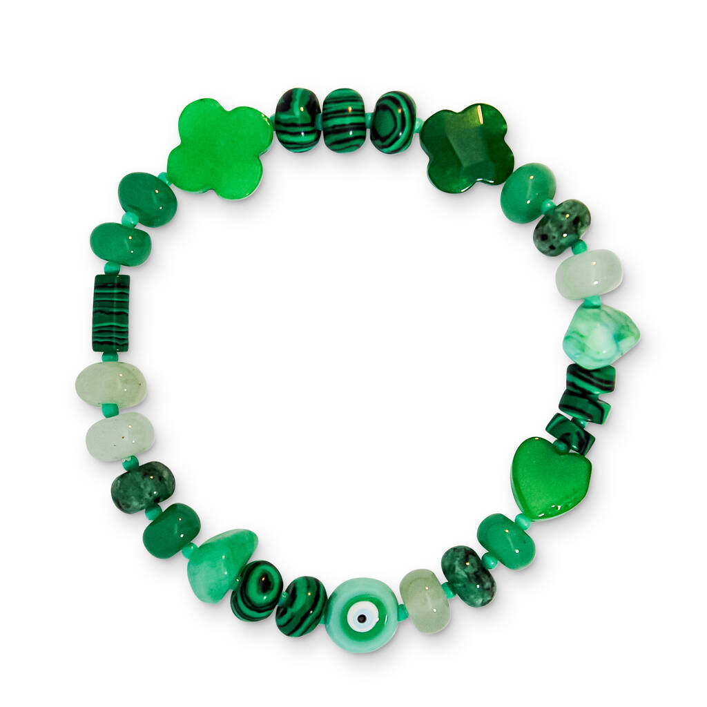 Green Aventurine Stone Beaded Charm Bracelet, 1 of 1
