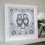 Framed Russian Doll Couple Personalised Print, thumbnail 4 of 6