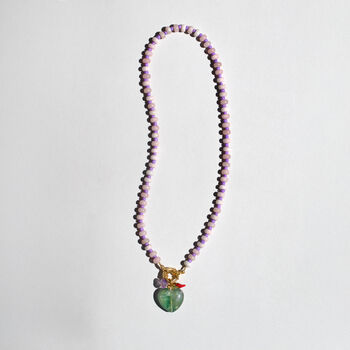 Pink And Purple Gingham Gemstone Necklace, 4 of 4