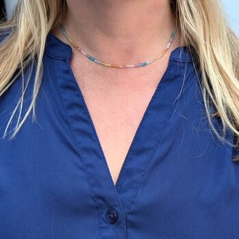 Good Vibes Rainbow Gemstone Beaded Necklace, 2 of 7