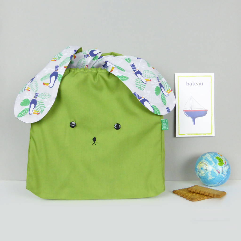 Bunny Rabbit Lunch Bag Toucan And Exotic Palm Print, 1 of 8