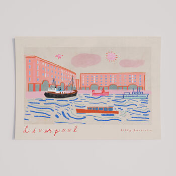 Royal Albert Docks Poster, Liverpool Painted Scene, 2 of 4