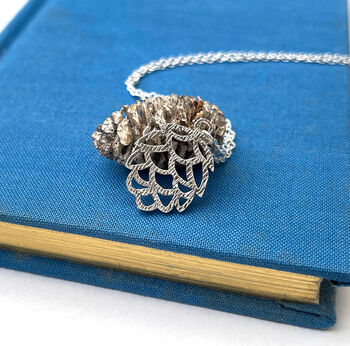 Sterling Silver Textured Pine Cone Necklace, 4 of 10
