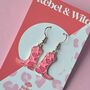 Pink Cowboy Boot Enamel Earrings, thumbnail 1 of 2