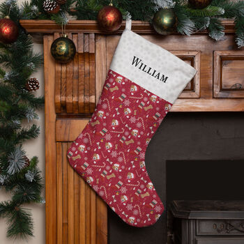 Personalised Dog Breed Christmas Stocking In Red, 2 of 11