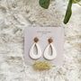 White Occasion Teardrop Polymer Clay Earrings, thumbnail 1 of 3