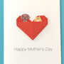 Personalised Cat And Dog Mother's Day Origami Heart Card, thumbnail 5 of 6