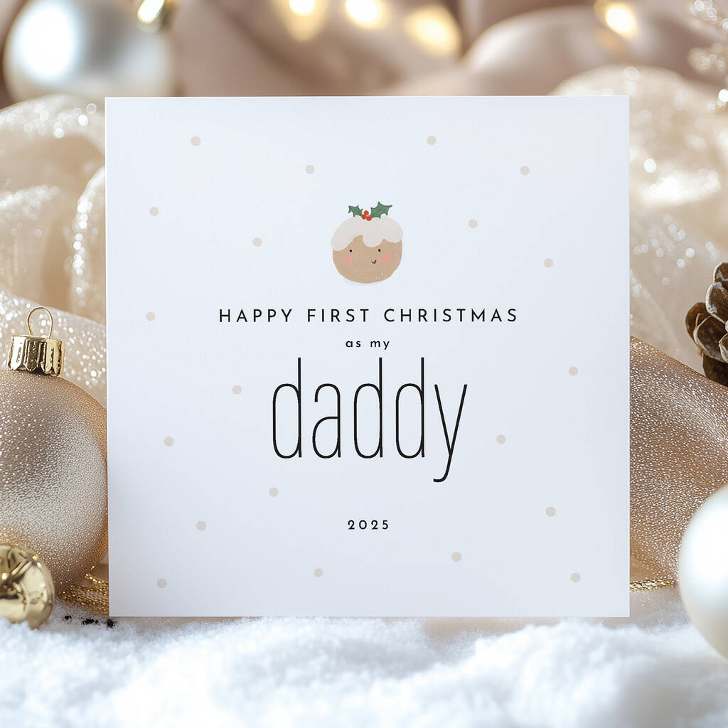 Happy First Christmas As My Mummy / Daddy Card: Cute Christmas Pudding Design, 1 of 12