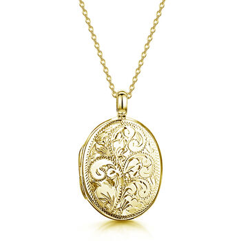 Personalised 18 K Gold Plated Large Scroll Oval Locket, 7 of 11