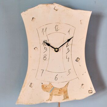 Ceramic Dog Wall Clock With Numbers And Pendulum, 2 of 6