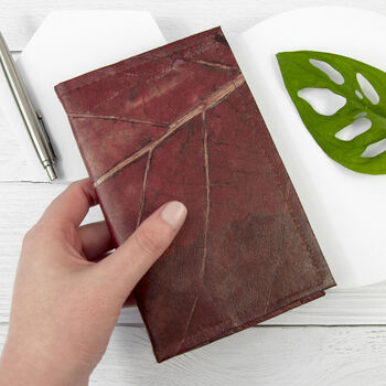 Vegan Teak Leaf Leather A6 Refillable Notebook, 5 of 12