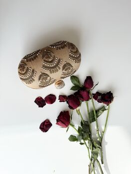 Valeria Gold Embroidered Embellished Oval Clutch Bag, 3 of 8