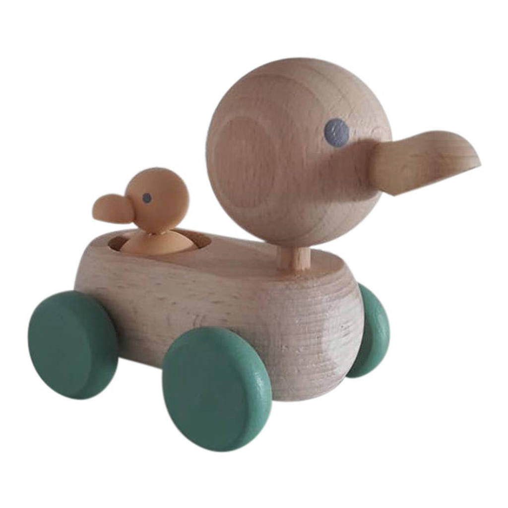 Natural Nordic Style Wooden Duck Push Along Toy By Little Baby Company