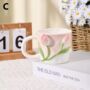 Pastel Pink Floral 3D Tulip Ceramic Mug, thumbnail 1 of 2