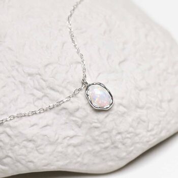 Sterling Silver Oval Opal Flow Necklace, 7 of 9