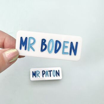 Acrylic Teacher Badge | Custom Text Work Magnet Badge, 2 of 4