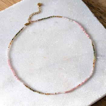 Watermelon Tourmaline Gemstone Beaded Necklace, 3 of 6