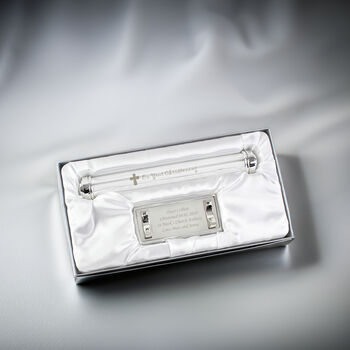 Personalised Christening Cross Silver Plated Holder, 3 of 5