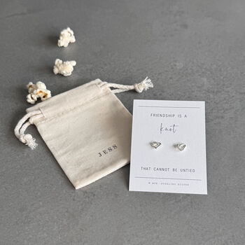 Friendship Knot Heart Sterling Silver Earrings, 3 of 12