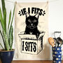 Black Cat In A Box Cotton Tea Towel, thumbnail 1 of 8