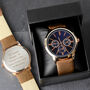 Personalised Men's Rose Gold Tone Watch Brown Strap, thumbnail 2 of 5