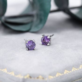 Amethyst Purple Cz Stud Earrings, 2 of 11