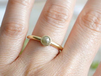 Olive Green Diamond Ring In 18ct Yellow Gold, 4 of 6