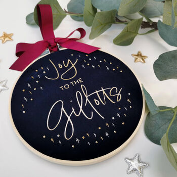 Christmas Joy Personalised Embroidered Hoop, 2 of 8