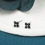 Sterling Silver Black Cz Flower Stud Earrings, thumbnail 6 of 12