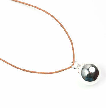 Bola Chime Pregnancy Necklace With Leather Cord, 3 of 6