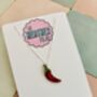 Red Chilli Pepper Charm Necklace Stay Spicy Gift Red Glitter Foodie Jewellery / Spicy Food Lover Necklace, thumbnail 2 of 5