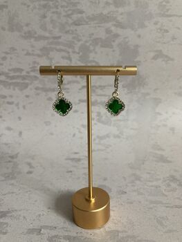 Emerald Four Leaf Clover Rhinestone Earrings, 3 of 3