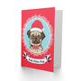 Bah Hum Pug Dog Humbug Santa Xmas Christmas Card, thumbnail 2 of 4