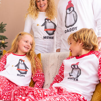 Personalised Penguin Family Christmas Pyjamas, 5 of 10