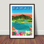 Hawaii, Kualoa Ranch Illustrated Travel Print, thumbnail 2 of 3