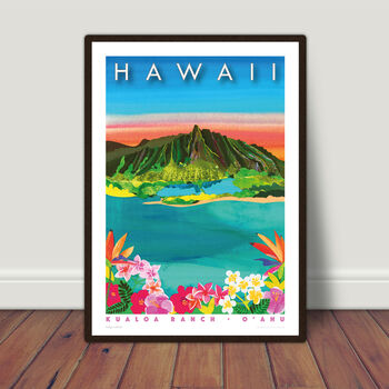 Hawaii, Kualoa Ranch Illustrated Travel Print, 2 of 3