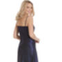 British Made Navy Blue Long Satin Nightdress With Deep Lace Detail Ladies Size 8 To 28 UK, thumbnail 3 of 4