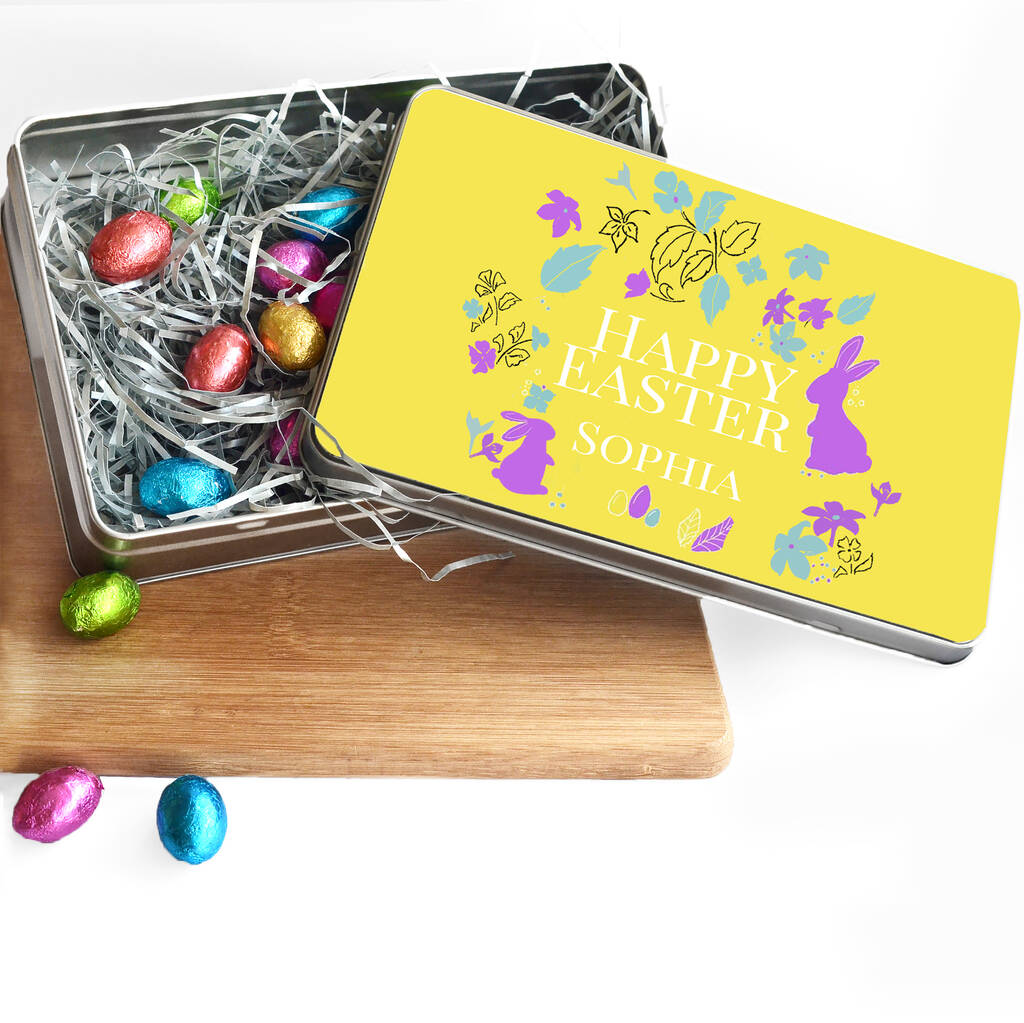 Easter Egg Tin Spring Bunny Personalised By Sarah Joy Frost