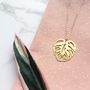Gold Plated Monstera Leaf Necklace, thumbnail 1 of 2