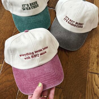 Personalised Embroidered Two Tone Slogan Cap, 2 of 5