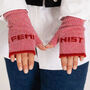 Feminist Fingerless Mittens, thumbnail 1 of 4