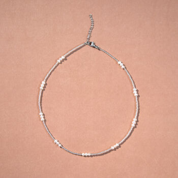 White Delicate Seed Pearl And Bead Necklace, 2 of 3