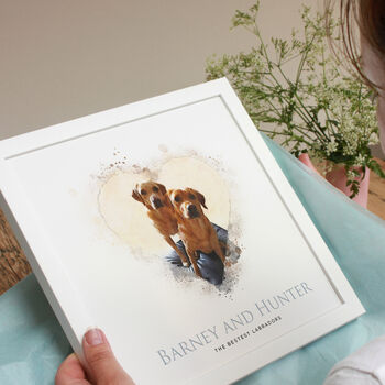 Personalised Dog Heart Portrait Framed Print, 2 of 6