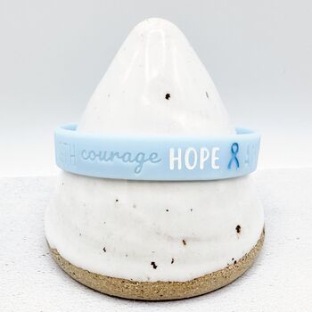 Light Blue Awareness Ribbon Bracelet Wristband, 8 of 10