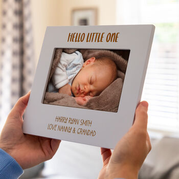 Personalised Hello Little One Pastel Photo Frame New Baby Gift, 3 of 7
