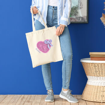 Personalised Pink Crochet Heart Bag, 3 of 3