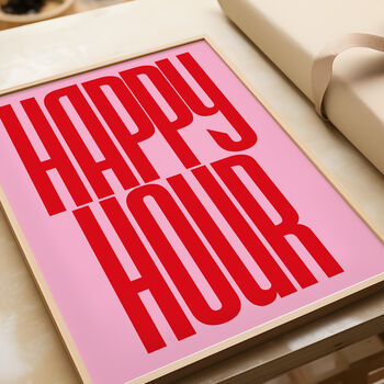 Happy Hour Print | Typographic Poster | Wall Art | Aesthetic | Typographic | Trendy | Kitchen Artwork | Bar | Drinks | Wall Decor | Gift, 11 of 11