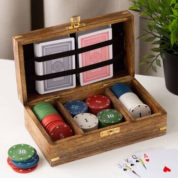 Personalised Luxury Name And Established Wooden Poker Set, 4 of 4