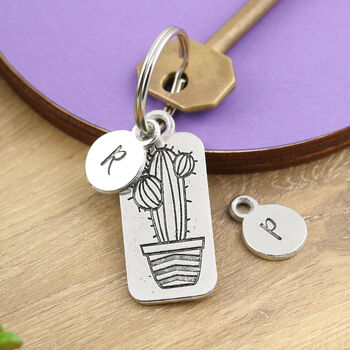 Cactus Plant New Home Gift Pewter Keyring, 8 of 8